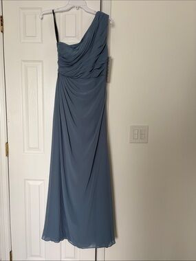 One-Shoulder Slate Blue Evening gown